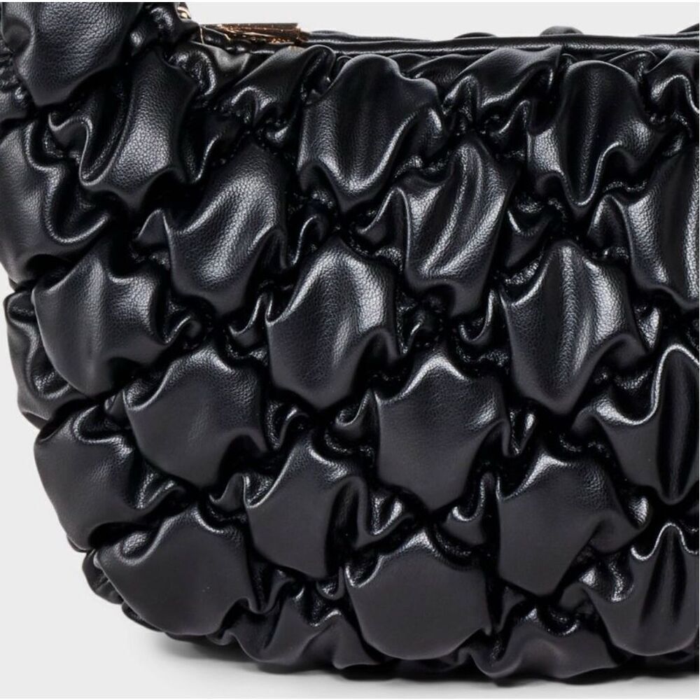 A New Day Black Bubble Quilted Handbag Top Handle Small Stylish - Picture 4 of 5